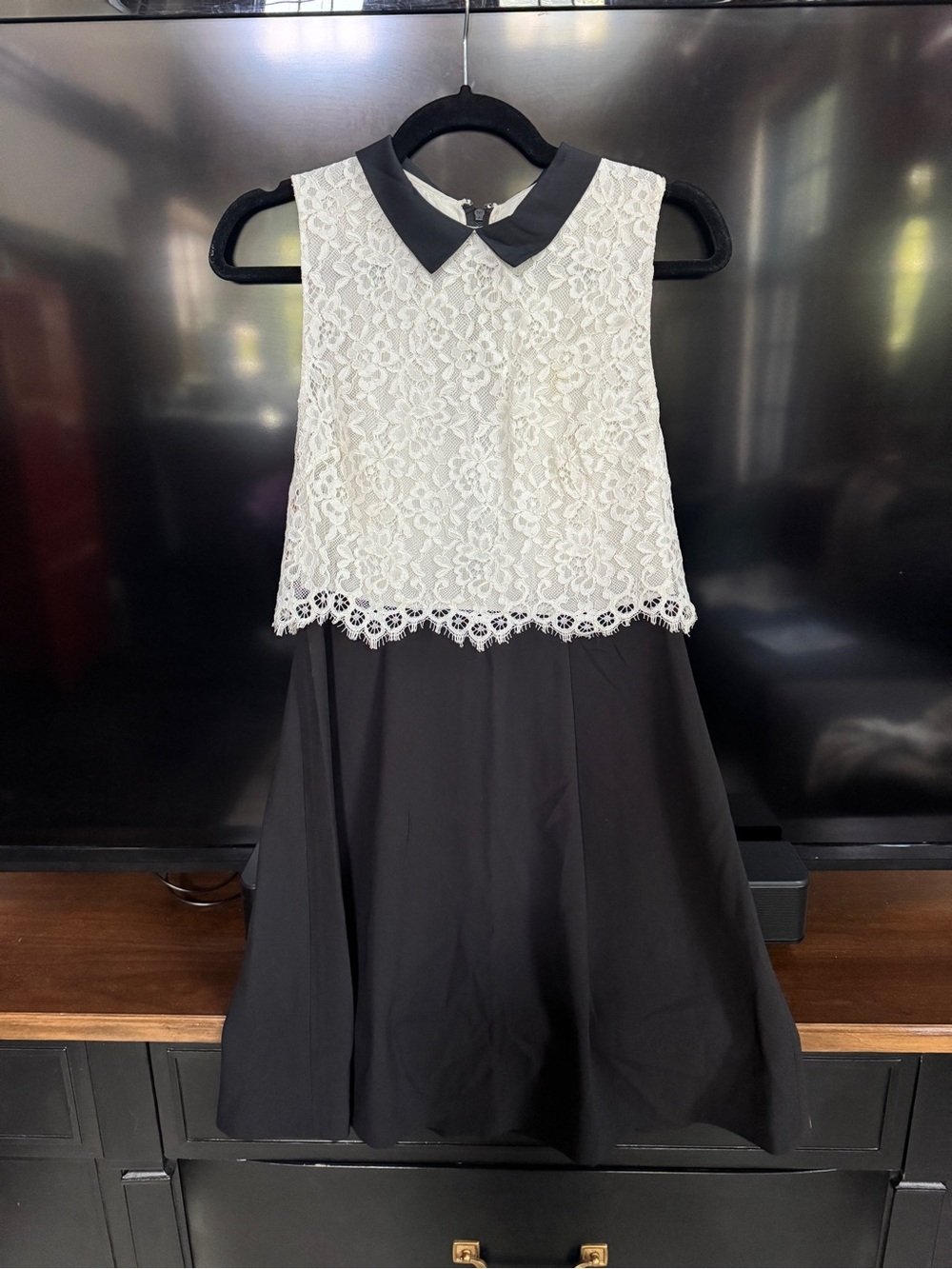 Alice + Olivia Black and White Lace Mini Dress